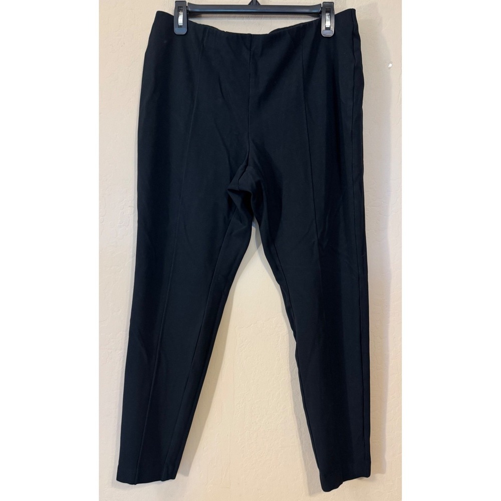 J. Jill Ponte Leggings Women L Black Pull On Front Seam Stretch Knit Pants